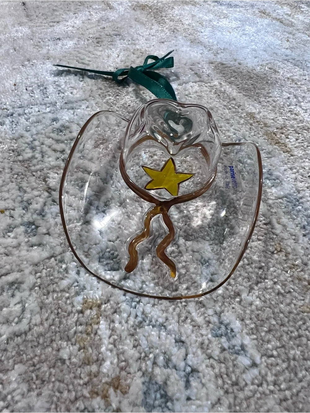 Parise Vetro handblown Clear Glass cowboy hat made in Italy ornament z99